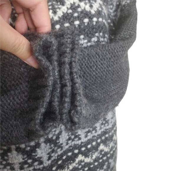 LOFT Womens Sweater SZ S Wool Alpaca Knit Fair Isle Gray Oversize Stretchy - Picture 7 of 8